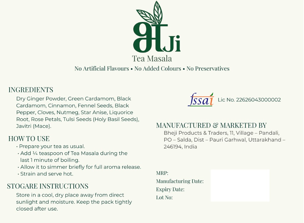 Chai Masala pack back