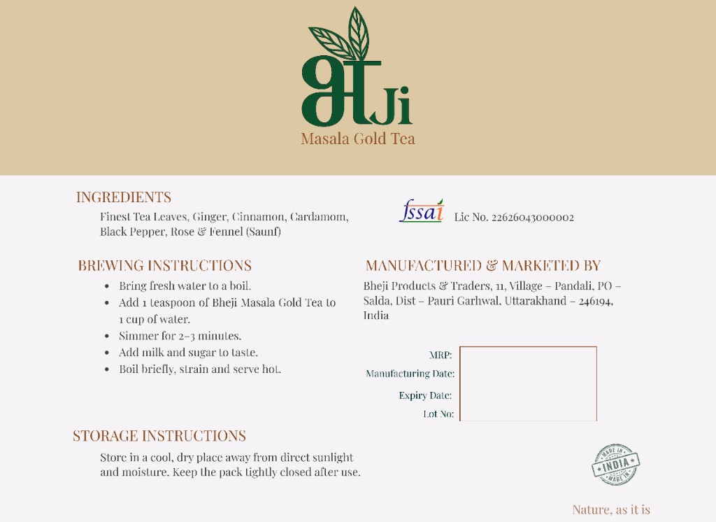 Masala Gold Tea pack back