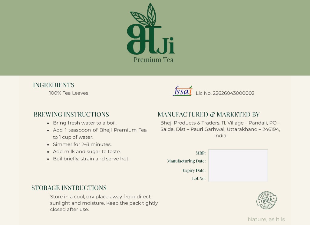 Premium Tea pack back